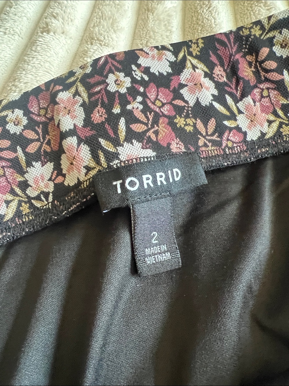 torrid Black Floral Midi Skirt with Pink Blossoms - Picture 4 of 4